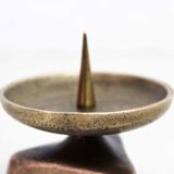 Brutalist bronze candle holder