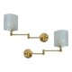 Pair of vintage scandinavian wall lamps 60 years white brass opaline