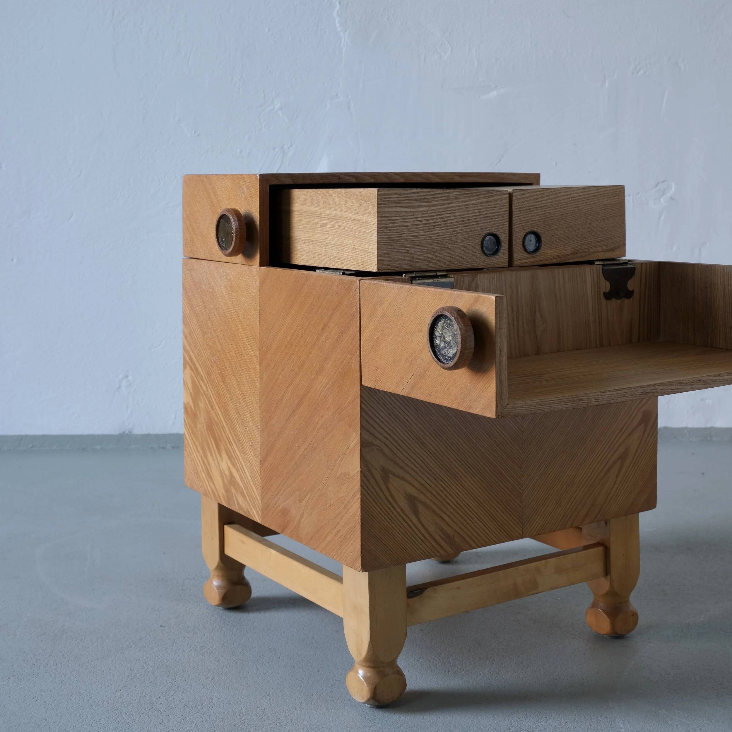 Mid-century oak bar cabinet side table, 1960s