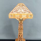 Important Carved Wood Lamp, USA, A&C, Prairie School, c. 1900-1920