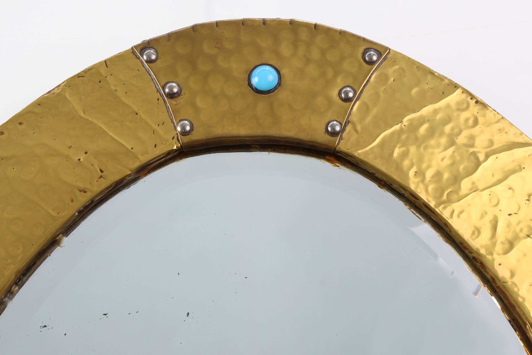 Arts & Crafts Copper Oval Mirror, France ca. 1905