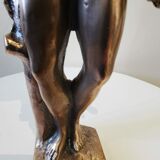 Large kerosene lamp mounted on bronze statue. Late nineteenth century