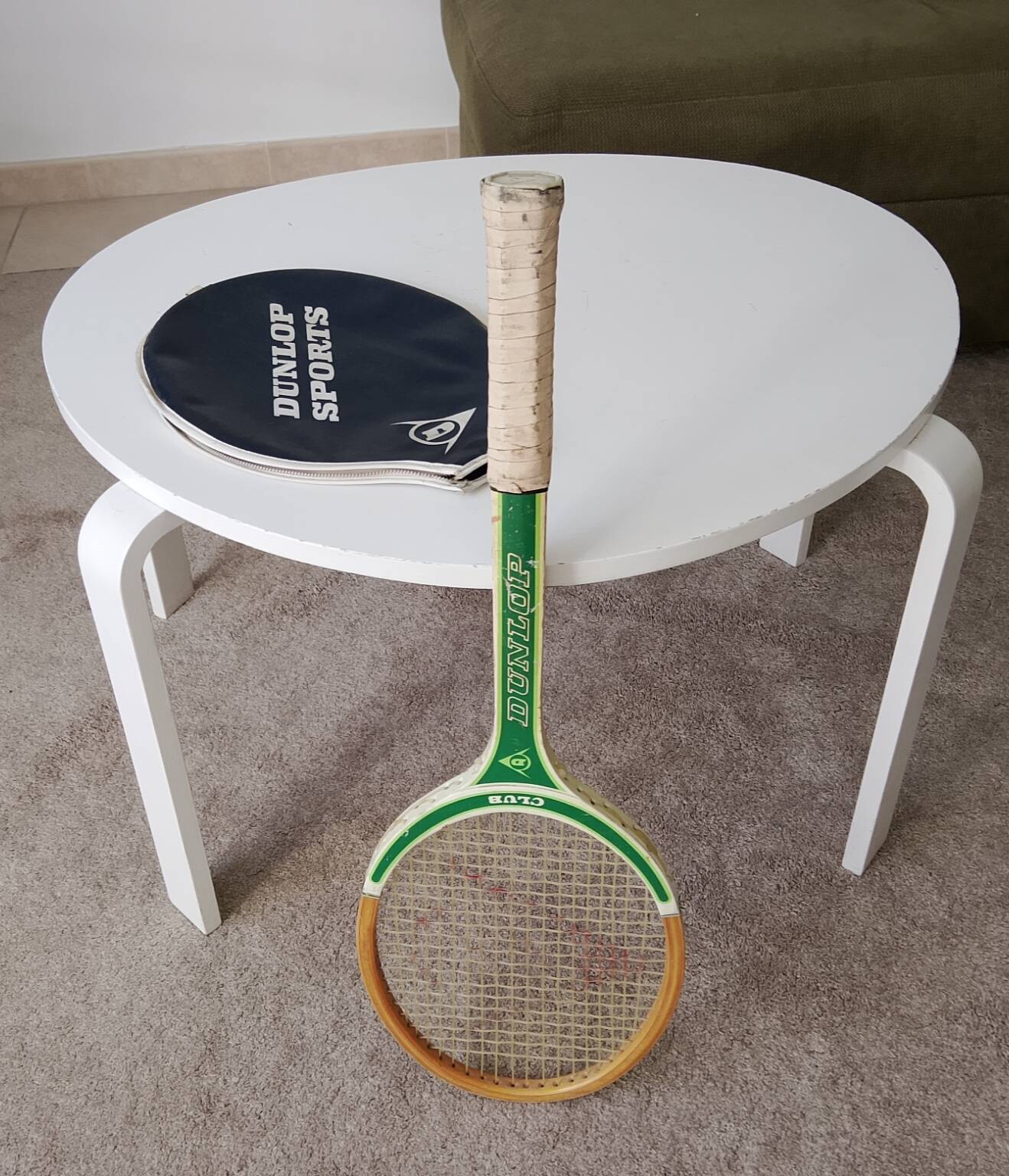 Vintage Dunlop Club tennis racket from the 1970s.