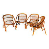 Fauteuils en Rotin des années 60 France