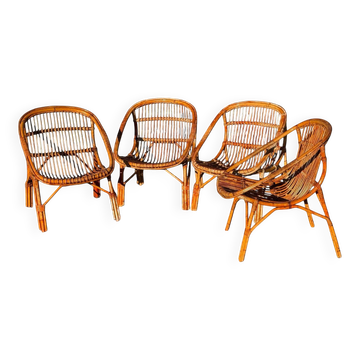 1960s Rattan Armchairs from France