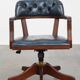 Bureau et chaise de bureau Chesterfield en cuir de vachette bleu