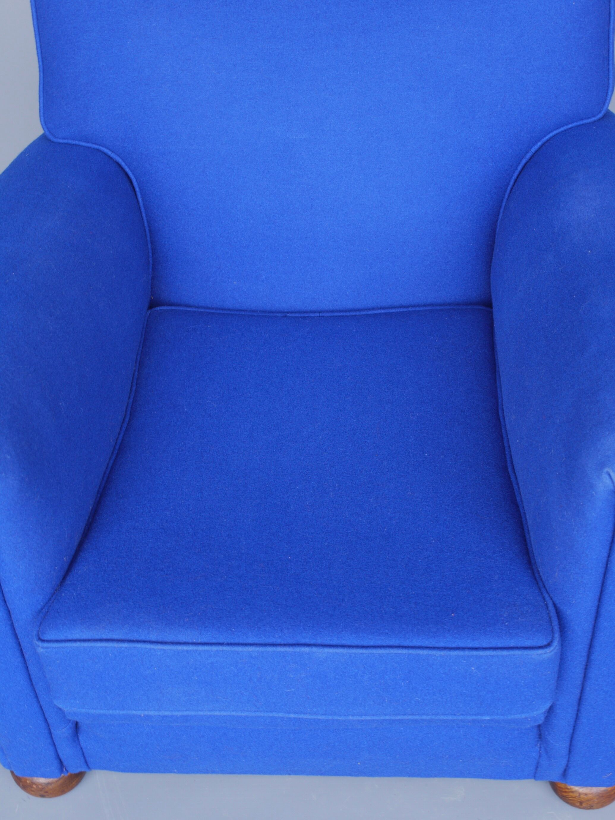 Royal blue wool club chair armchair. 1930s