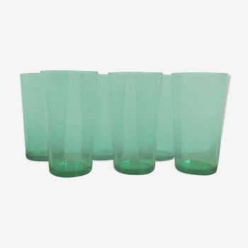 Set de 6 verres vert des années 1960