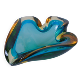 Brown & Turquoise Sommerso Murano Glass Ashtray, Italy, 1960s