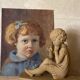 Portrait of a child signed Morin 1922 – oil on mounted panel 29 × 35 cm