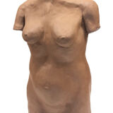 School bust of a female body in red clay terracotta