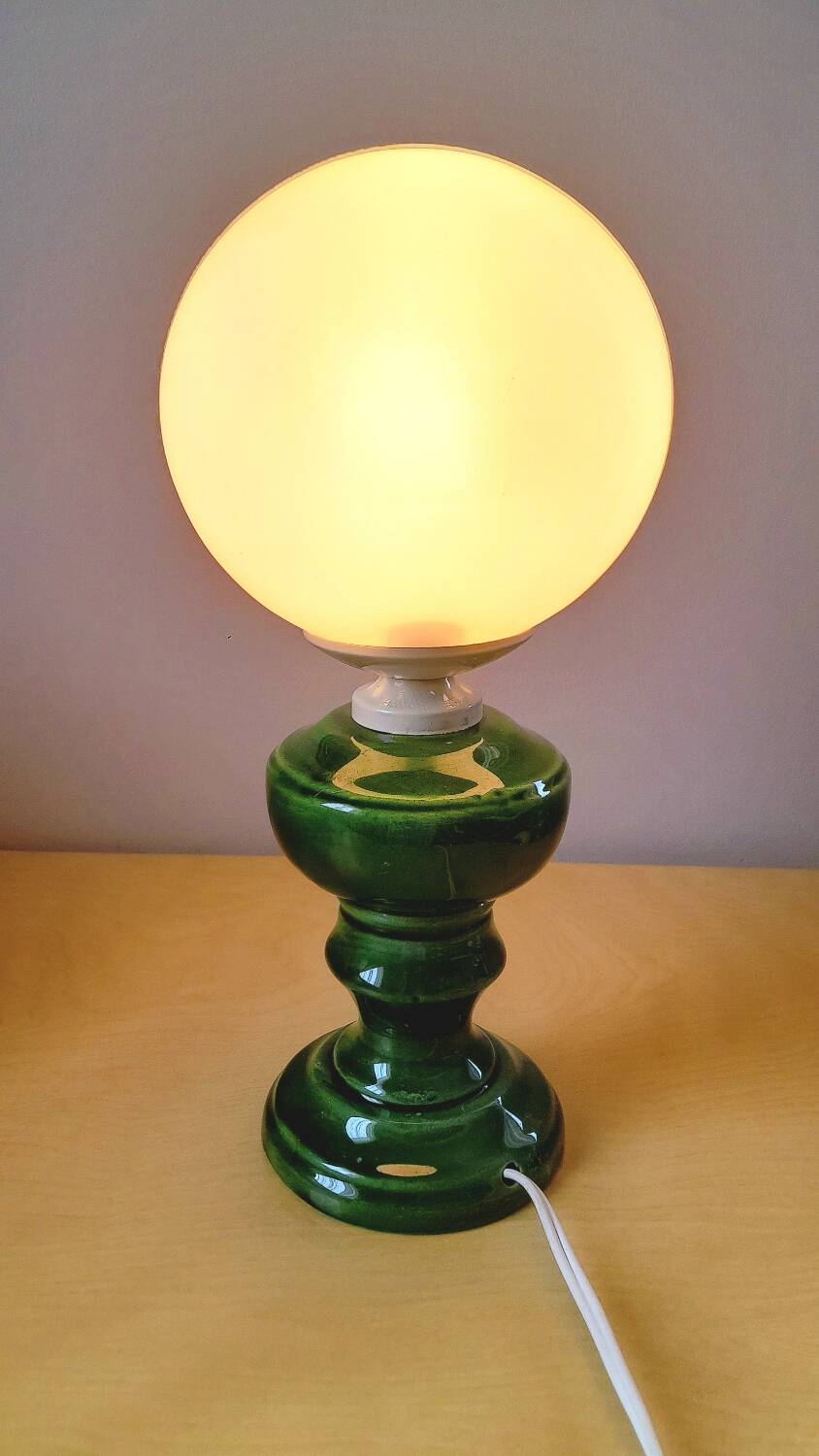 Ceramic and opaline lamp, 1970.