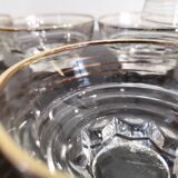 Set of 6 champagne glasses with gold edging and vintage star feet