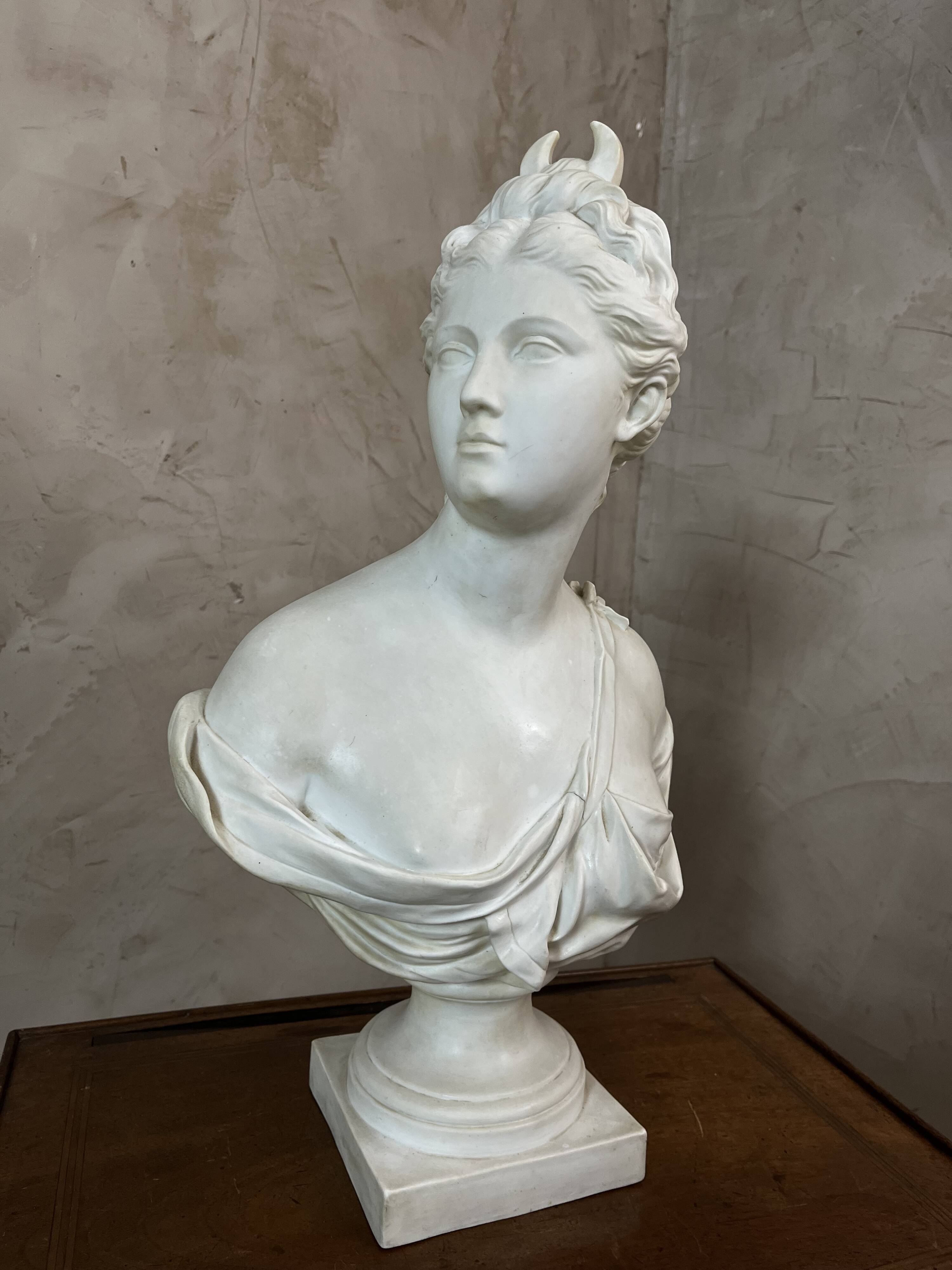 Bust of a woman in Biscuit signed