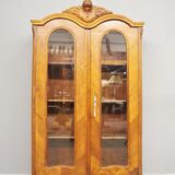 Showcase in fir wood and carved walnut, early 1900s