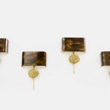 Set of 4 brass and patinated bronze wall lights signed Maison Charles 1970