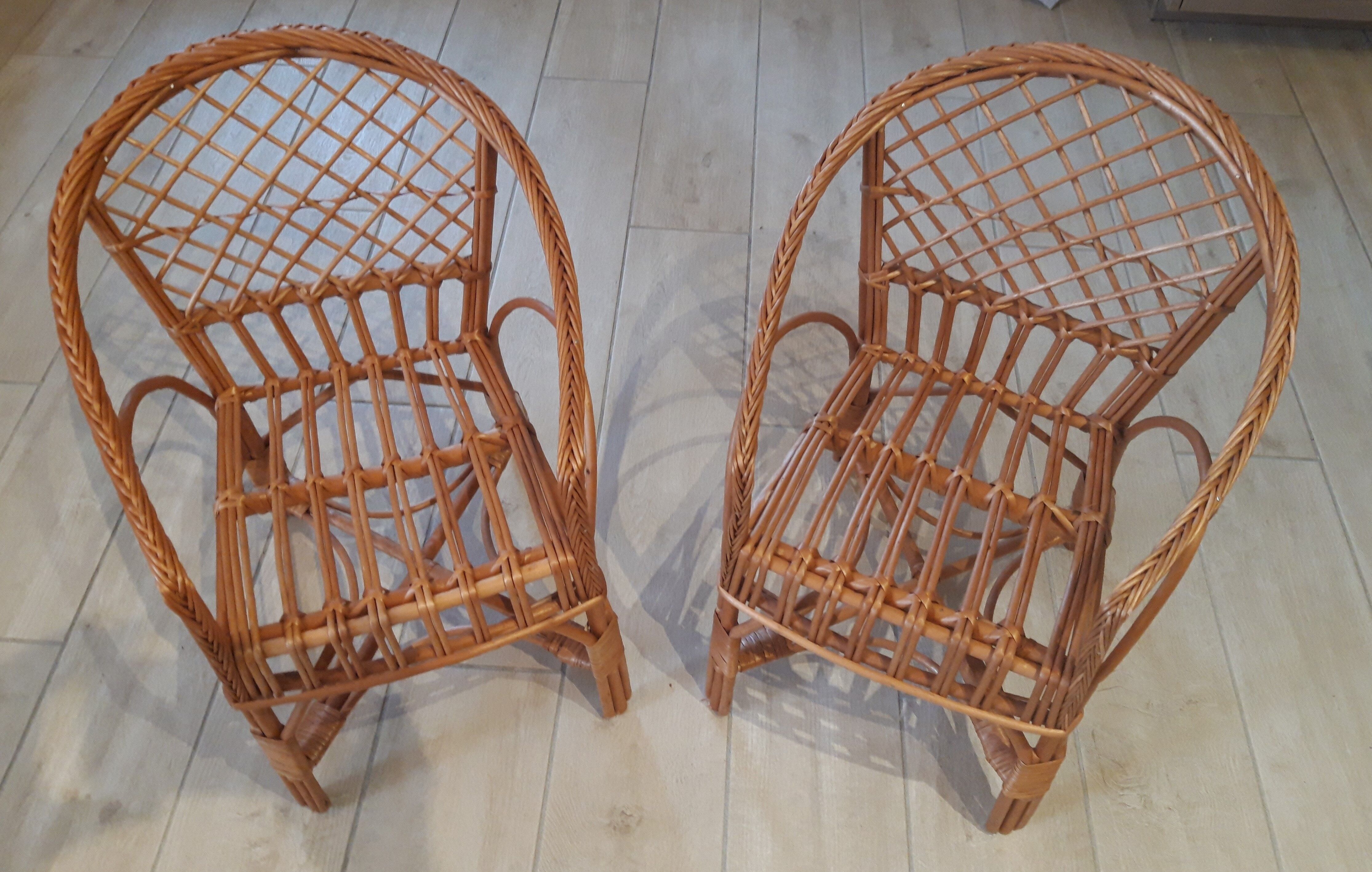 Two wicker child chairs