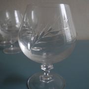 6 vintage French crystal glasses Fleury Arques cognac glasses