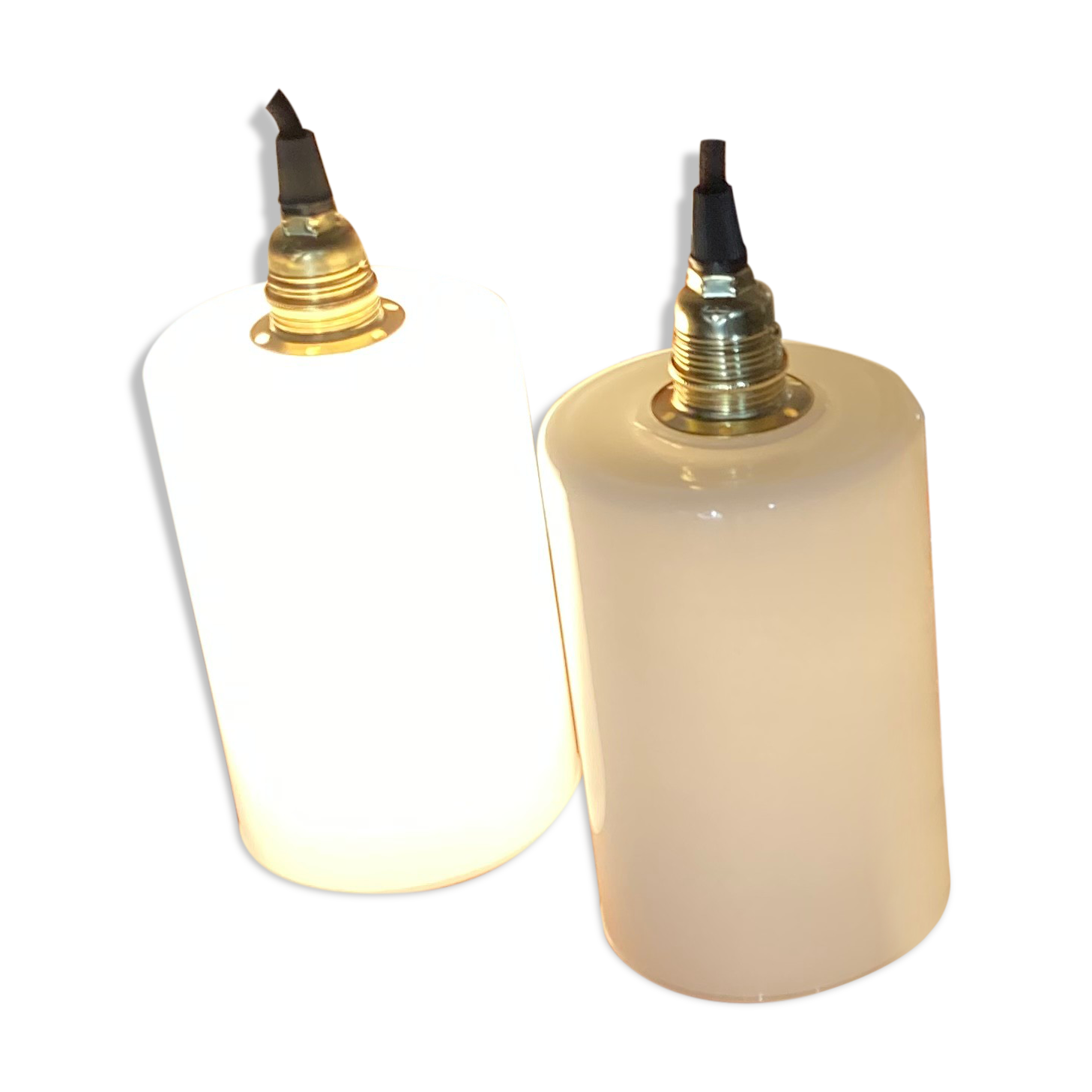 Pair of opaline lamps