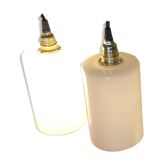 Pair of opaline lamps