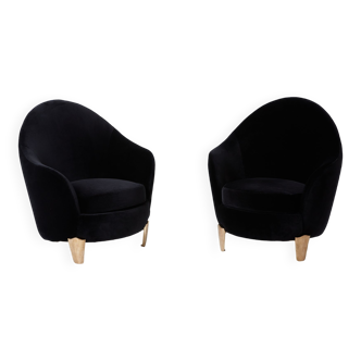 Paire de fauteuils Garouste & Bonetti ‘Koala’ velours noir 1995