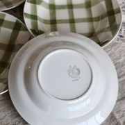 4 vintage deep plates in earthenware Moulin Des Loups model Nappe green