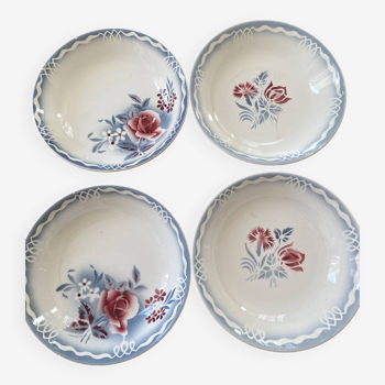 Lot de 4 assiettes creuses Digoin Sarreguemines