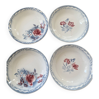 Lot de 4 assiettes creuses Digoin Sarreguemines