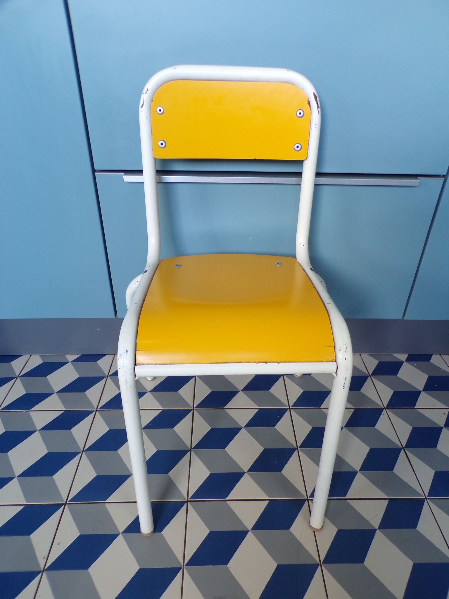 Chaise enfant vintage formica jaune