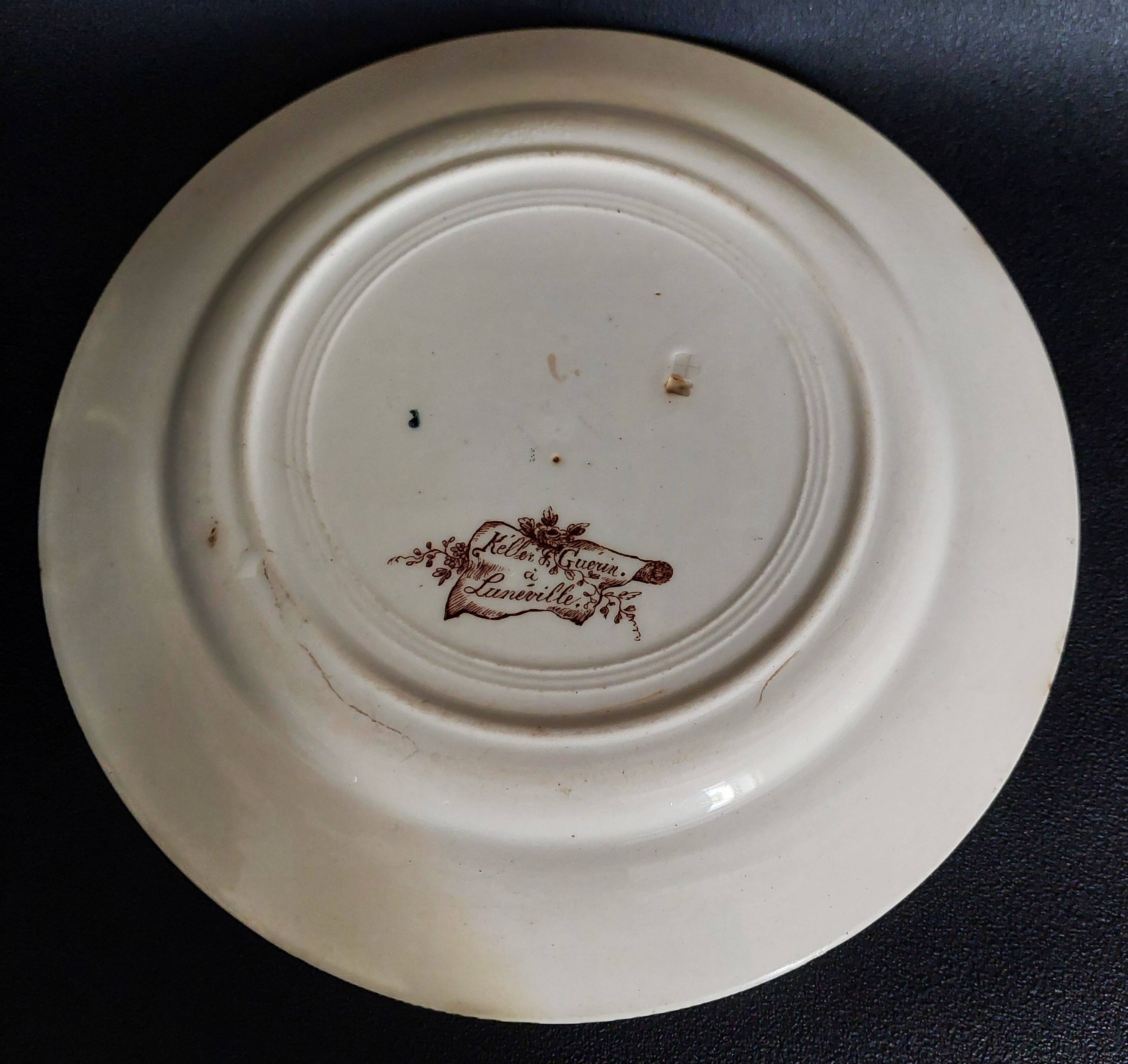 Ironstone plate by Keller and Guérin in Lunéville, late 19th century