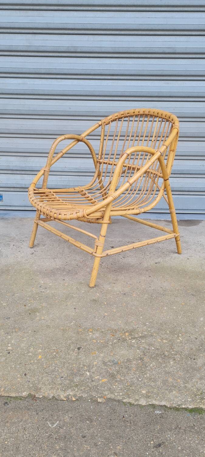 Rattan shell armchair 1960