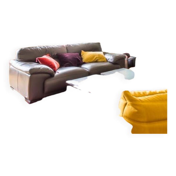 Canapé en cuir roche bobois 220 cm 3 places très bon état, gris anthracite