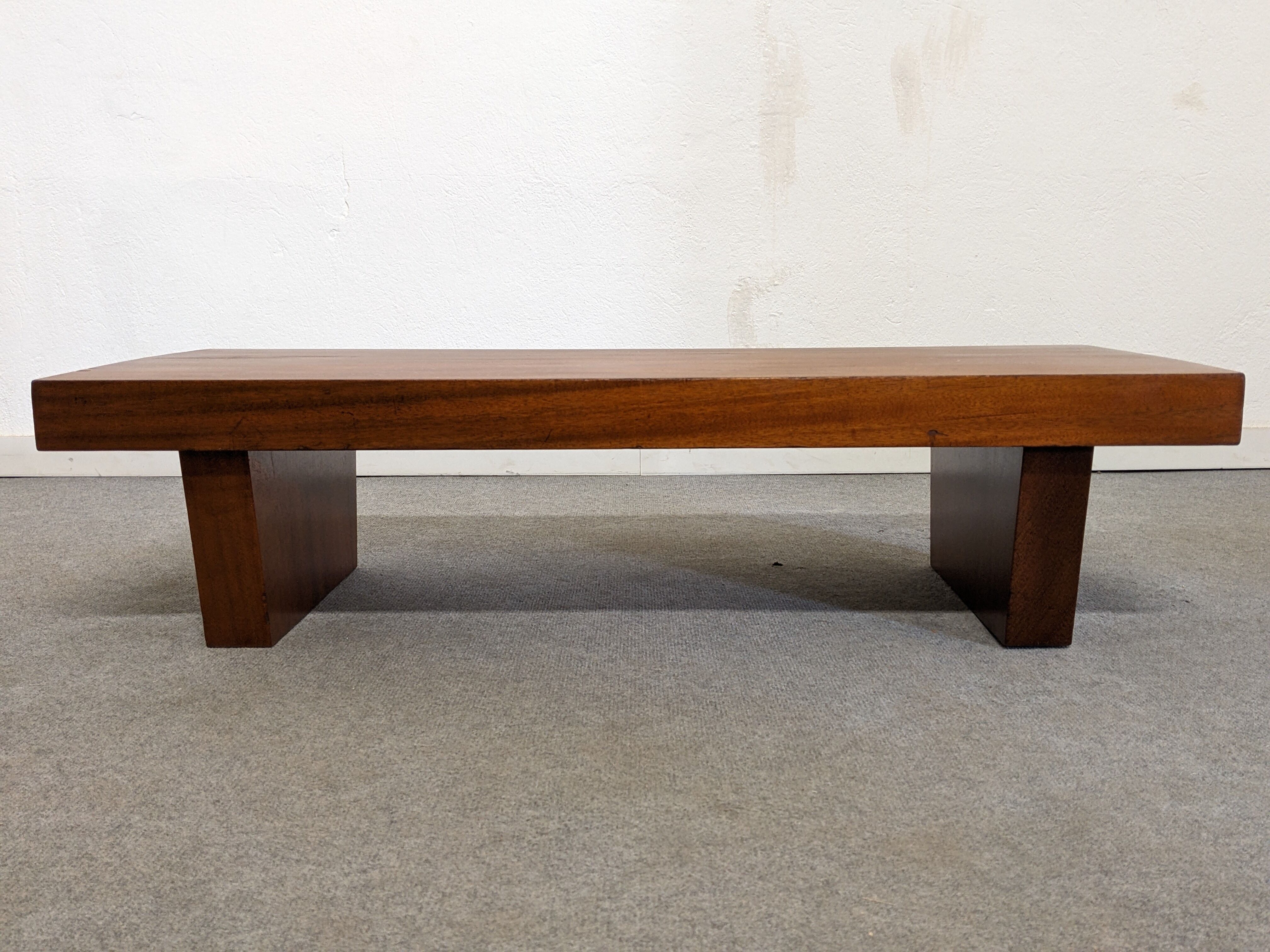 Brutalist coffee table in solid teak from the 60s/70s