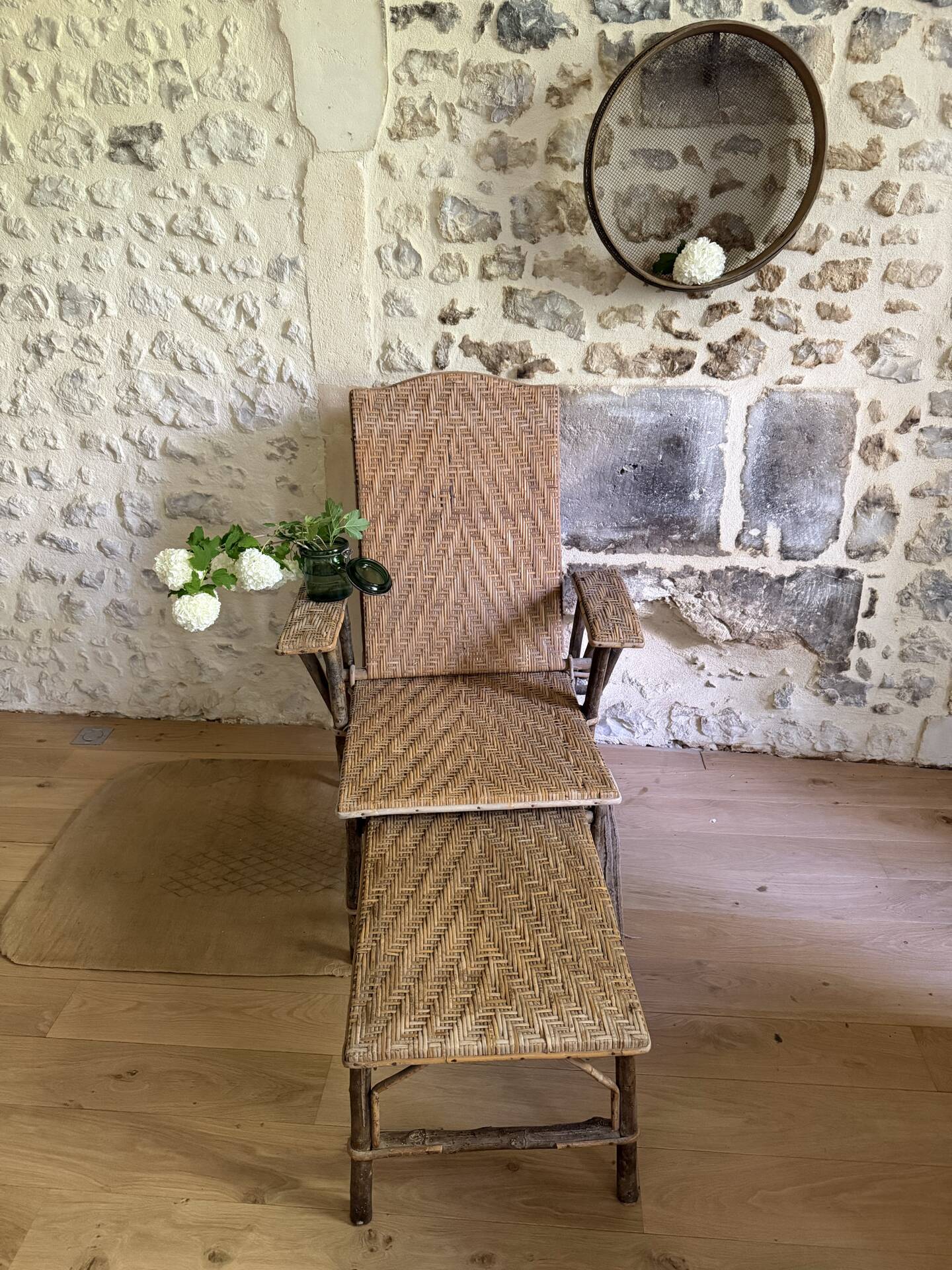 Chaise longue en rotin
