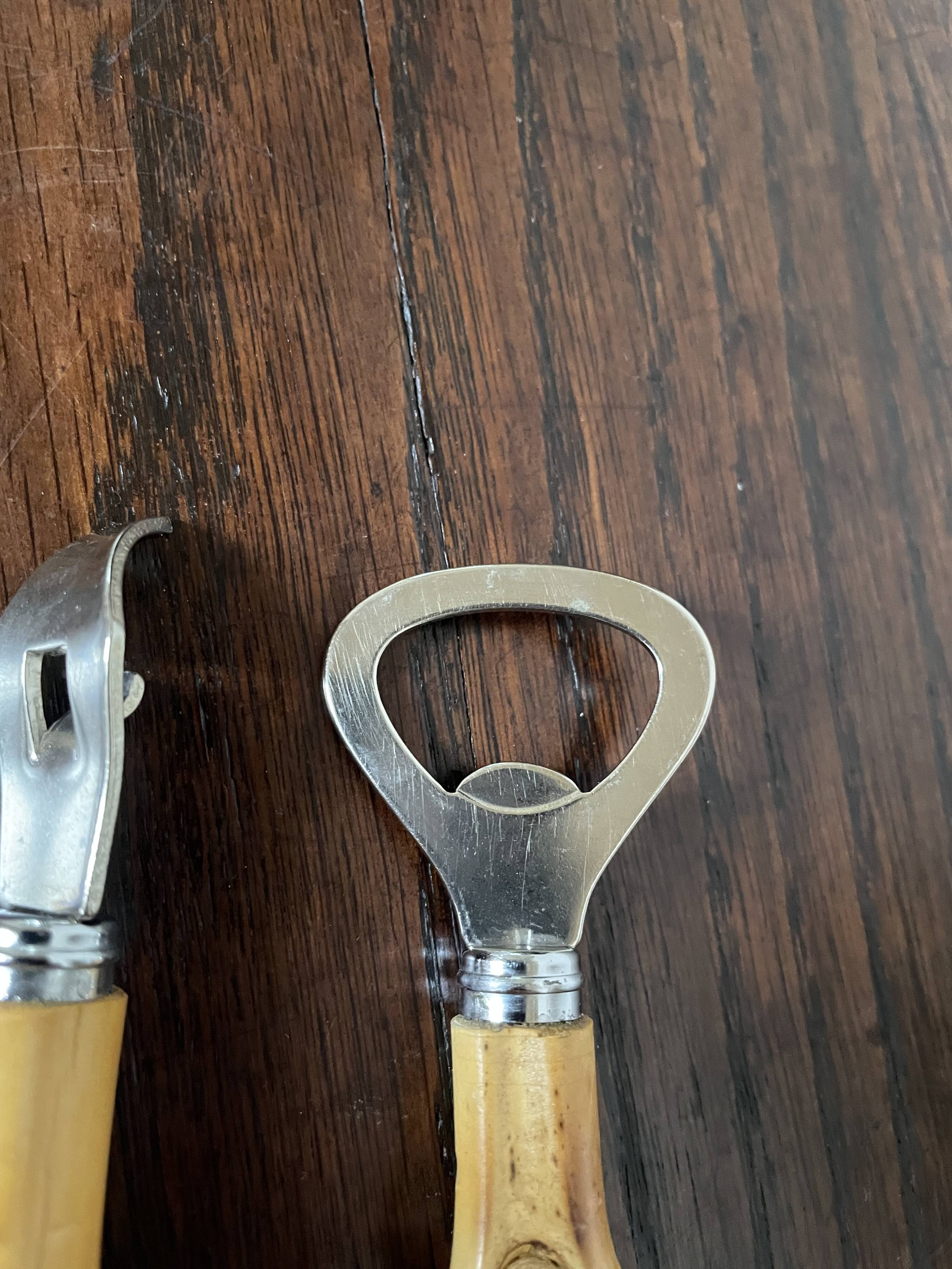 Bamboo handle bottle opener serving cutlery