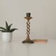 Twisted vintage candlestick in enamelled solid brass