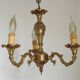 Quality Stamped Bronze French Mid-Century 3-Light Traditional Chandelier