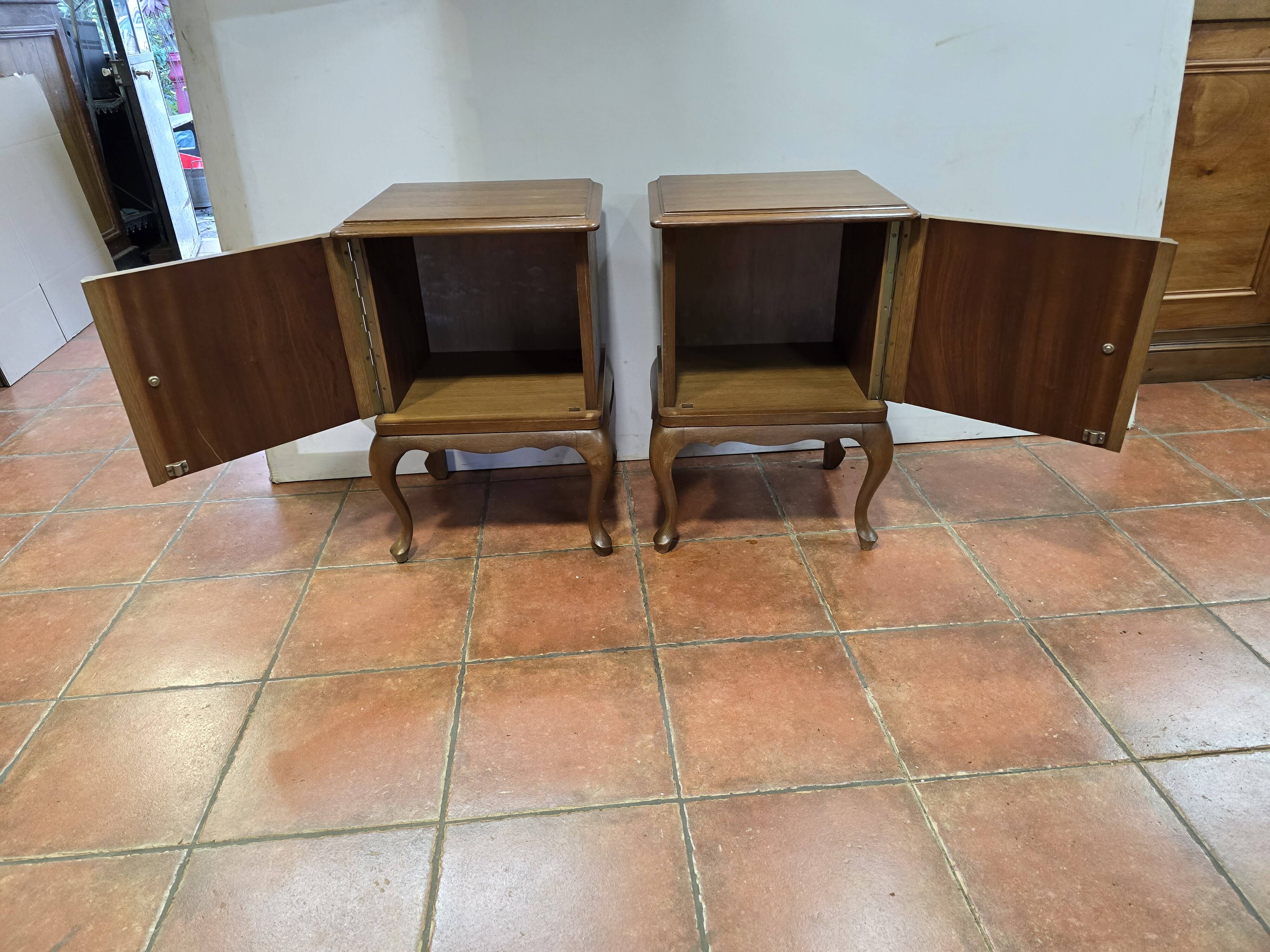 Pair of vintage 1960s oak bedside tables