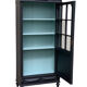 Armoire parisienne vitrée noire et vert grisé 150cm