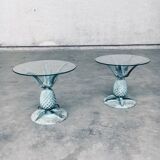 Hollywood Regency Style Brass Patinated Pineapple Side Tables, France, 1970s, Set of 2