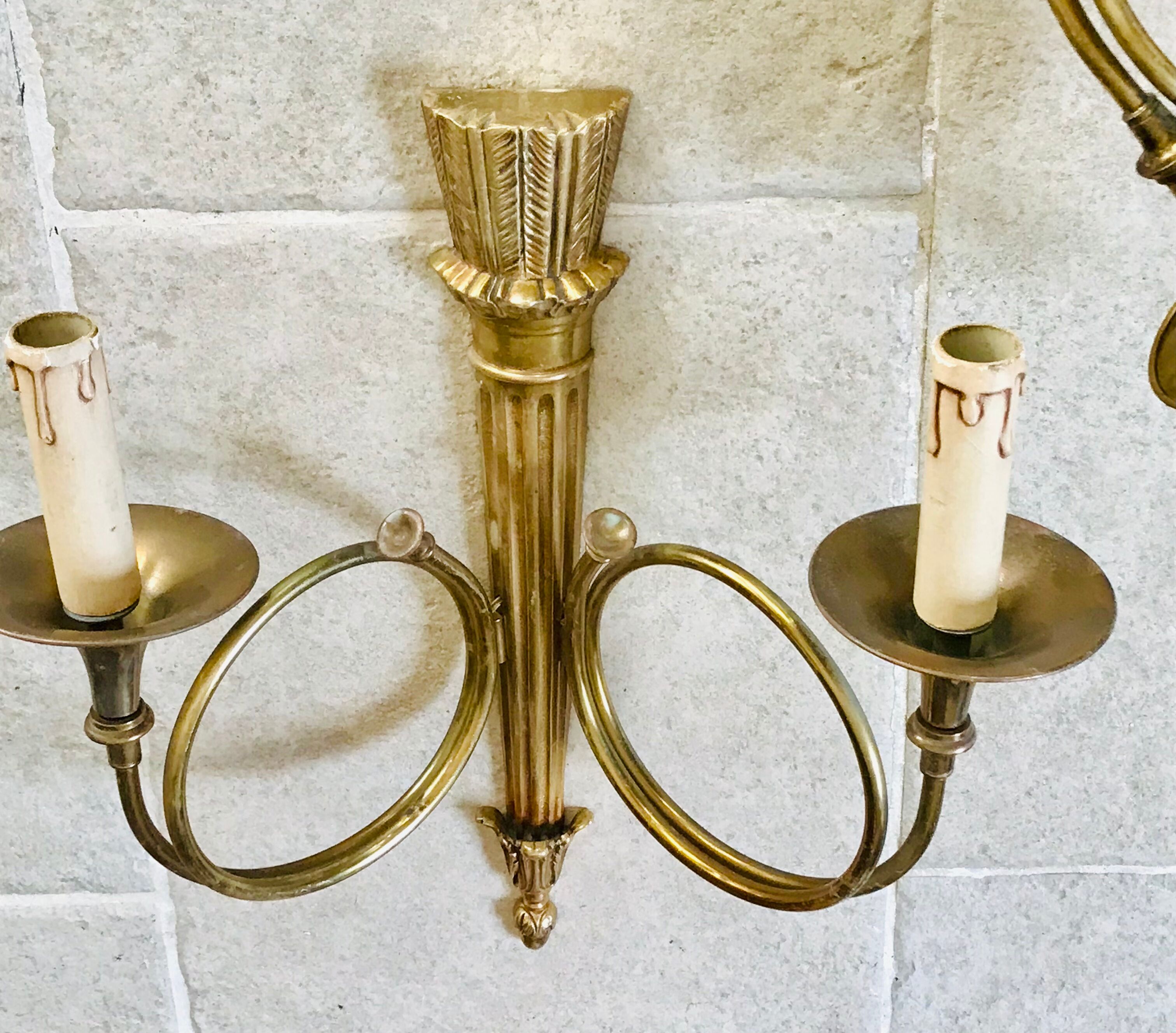 Pair of gilded bronze wall lamps