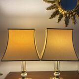 Pair of Art Deco brass lamps