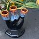 Soliflore for 3 flowers in flamed and vintage glazed ceramic