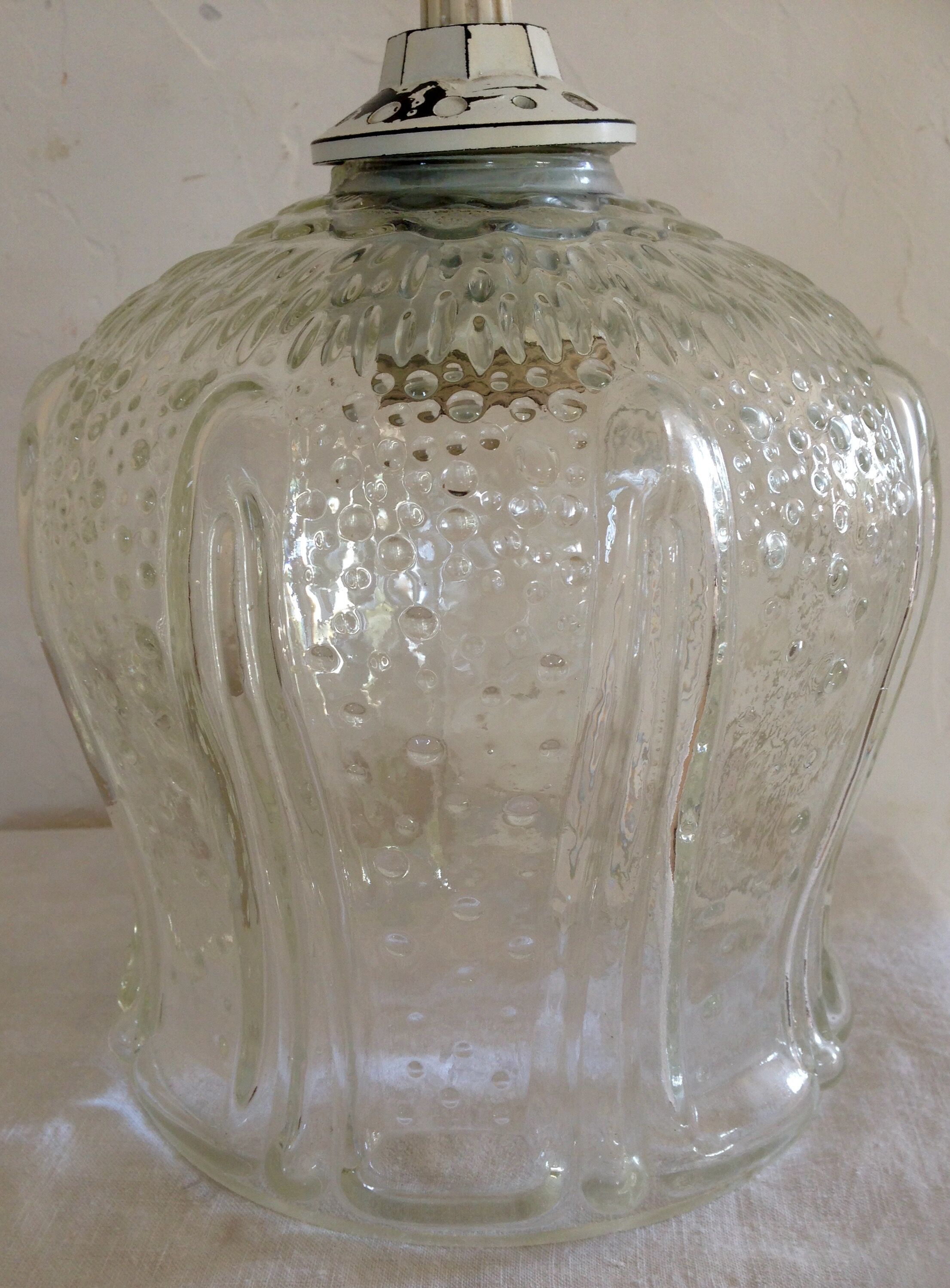 Suspension Tulip glass to relief transparent vintage