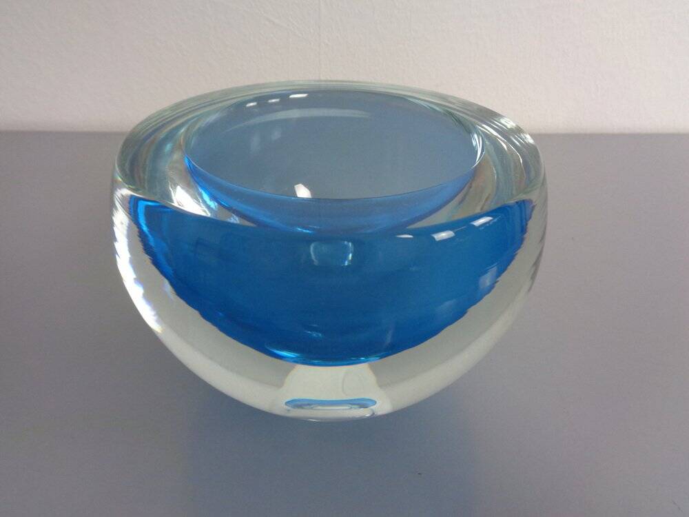 Large Sommerso Murano Glass Bowl by Flavio Poli, 1960s