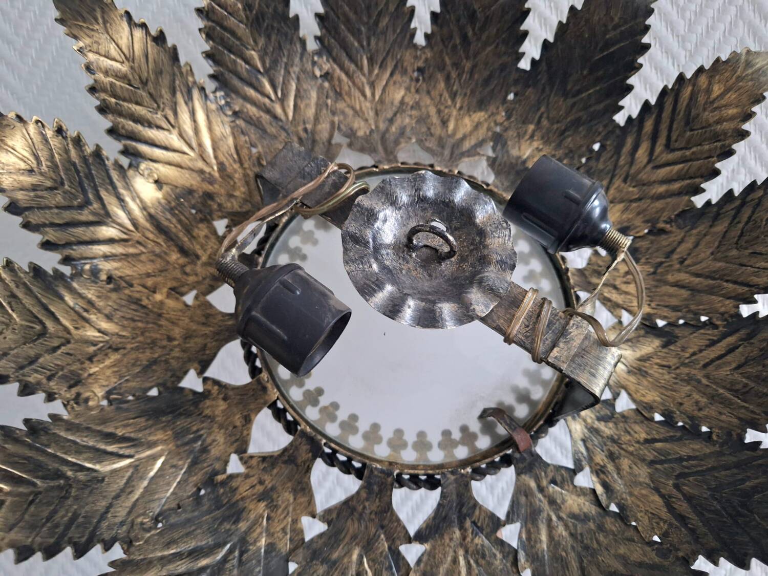 Vintage sun ceiling or wall light, antique sunburst light fixture