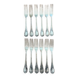 Fourchettes de table Cristofle en métal argenté, modèle Marly, 12 pièces