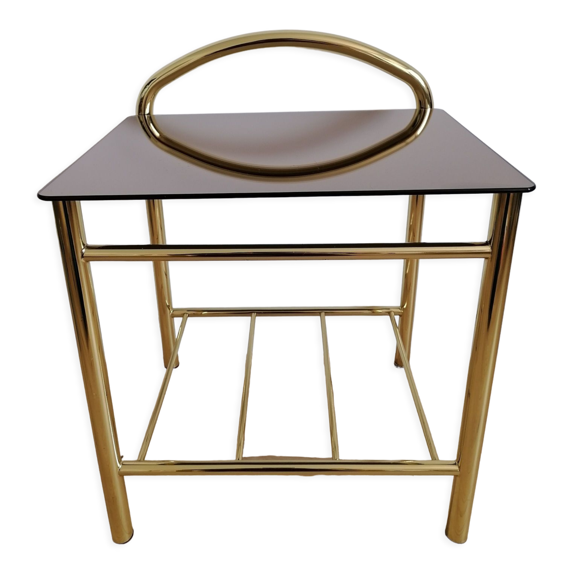 Side table gilded metal and glass