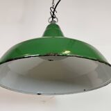 Industrial British Green Enamel Factory Pendant Lamp, 1960s