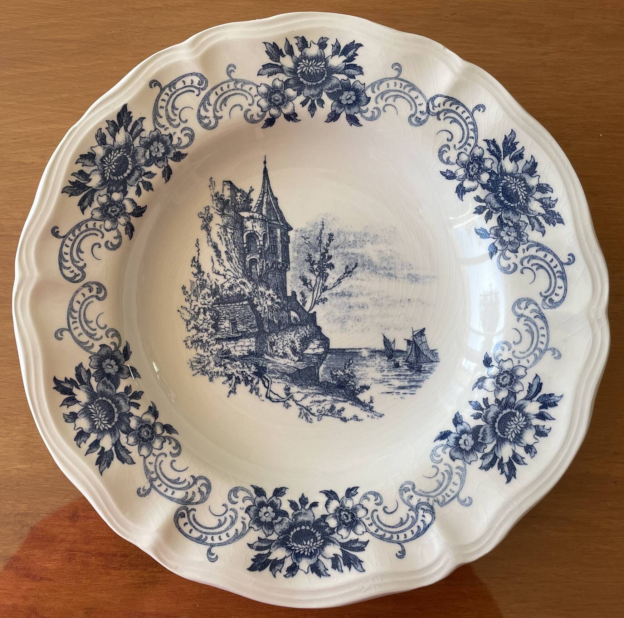 6 antique deep plates in Sarreguemines earthenware